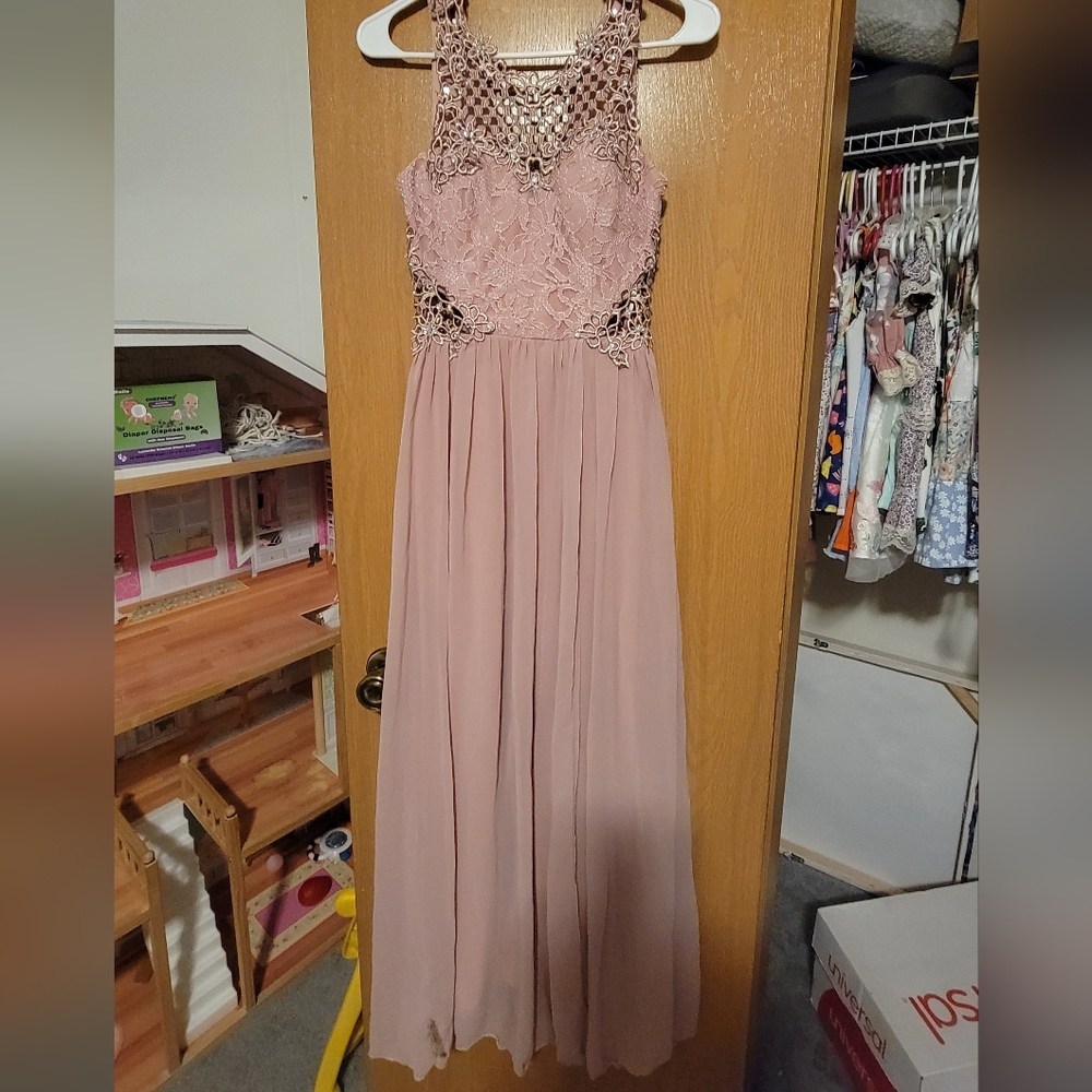 City Studio Pink Embellished Halter Gown